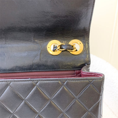 Chanel Vintage Maxi CC Logo in Black Lambskin and 24K GHW