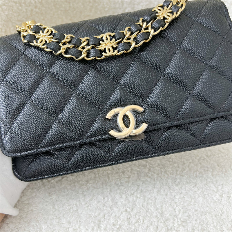 Chanel 22K Coco First Wallet on Chain WOC in Black Caviar GHW