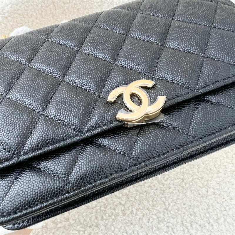 Chanel 22K Coco First Wallet on Chain WOC in Black Caviar GHW