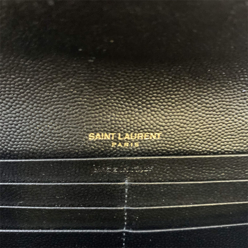 Saint Laurent Long Wallet in Mix Matelasse in Black Grained Calfskin GHW