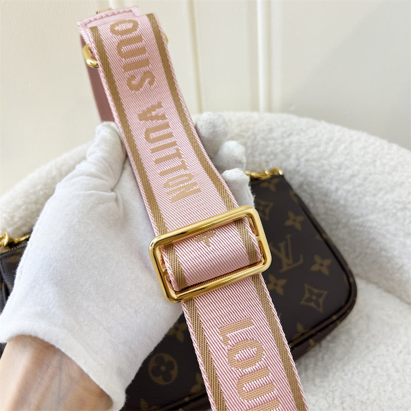 Louis Vuitton Multi Pochette Accessories Pink Strap Monogram Canvas GH