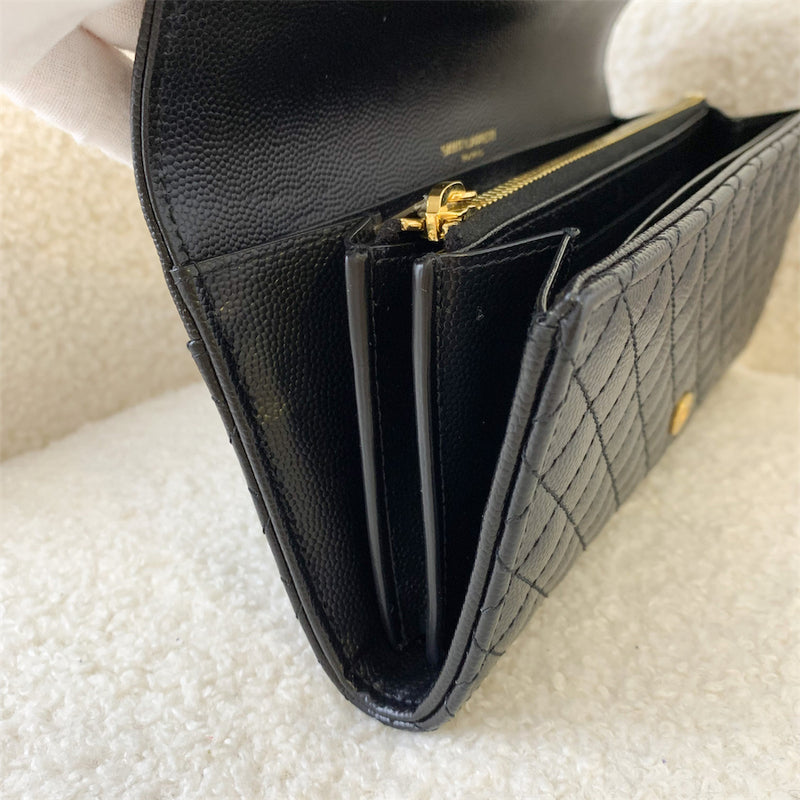 Saint Laurent Long Wallet in Mix Matelasse in Black Grained Calfskin GHW