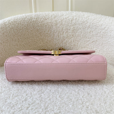 Chanel Flap Phone Holder with Chain in Pink Lambskin AGHW