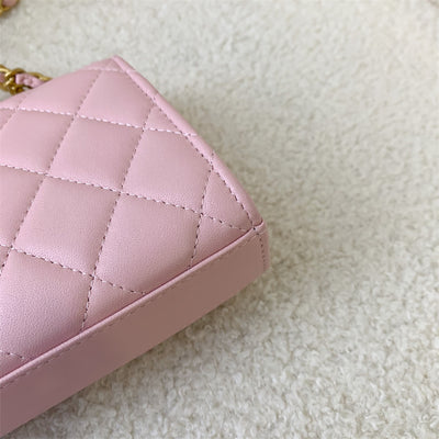 Chanel Flap Phone Holder with Chain in Pink Lambskin AGHW