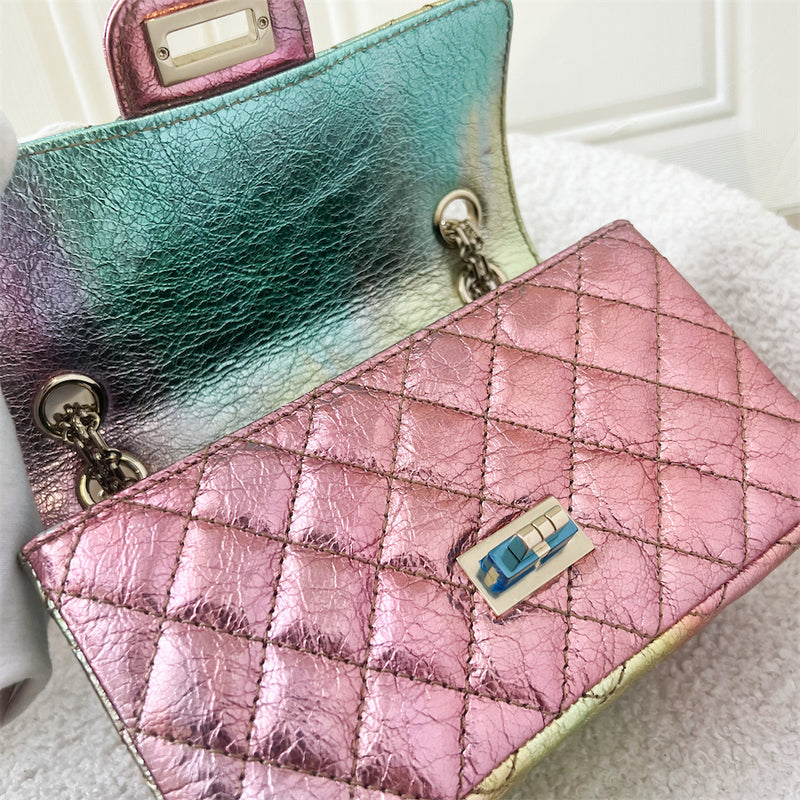 Chanel Mini 2.55 Reissue Flap in 20A Rainbow Metallic Distressed Calfskin LGHW