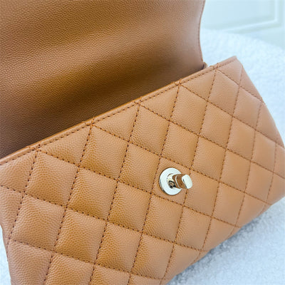 Chanel Small 24cm Coco Handle in 21A Dark Caramel Caviar LGHW