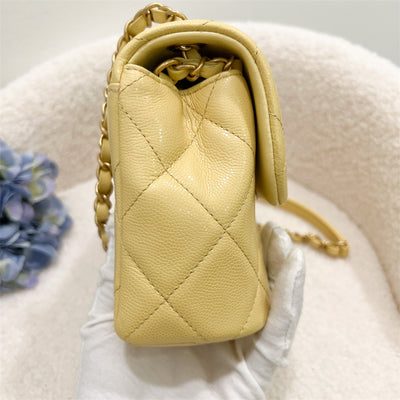 Chanel 22P Seasonal Square Mini in Light Yellow Caviar GHW