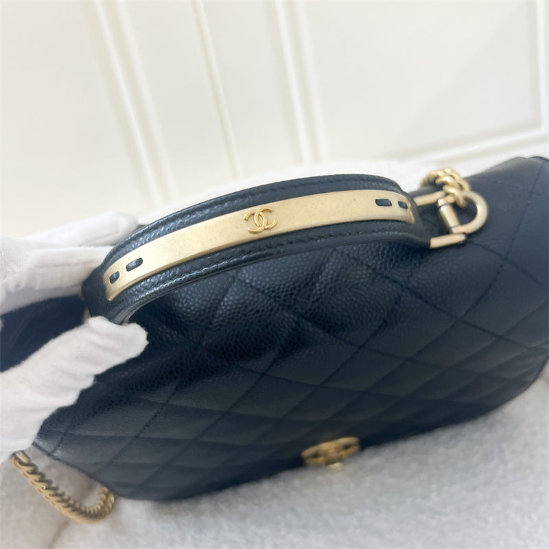 Chanel Seasonal Top Handle Flap in Black Caviar AGHW