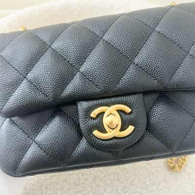 Chanel 23P Heart Adjustable Chain Mini 19cm Flap Bag in Black Caviar AGHW