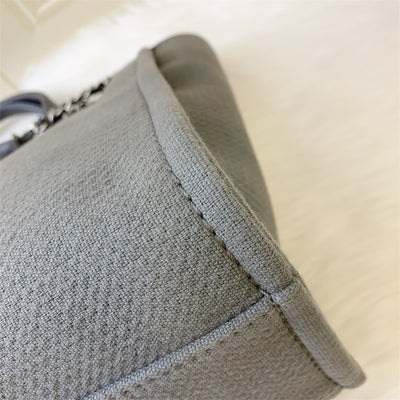 Chanel Medium Deauville Tote in Dark Grey Fabric SHW