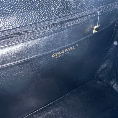 Chanel Vintage Jumbo Kelly in Black Caviar 24K GHW