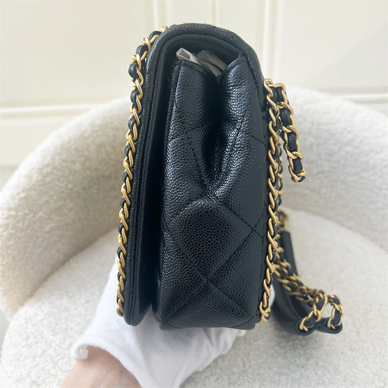 Chanel 22B Medium (25cm) Seasonal Chain Flap in Black Caviar GHW