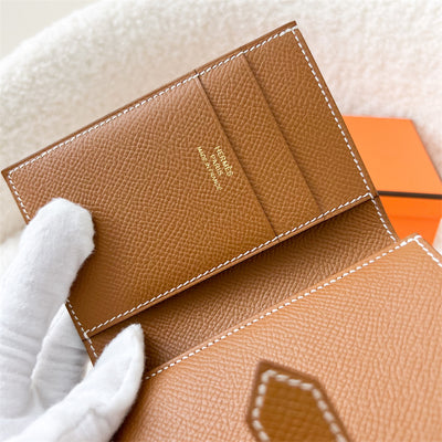 Hermes Trifold Bearn Wallet in Gold Epsom GHW