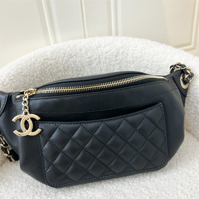 Chanel Bum Bag in Black Lambskin LGHW