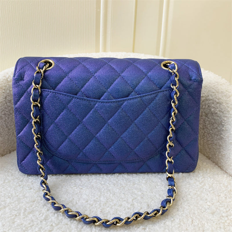 Chanel Small Classic Flap CF in 19S Iridescent Blue Caviar LGHW