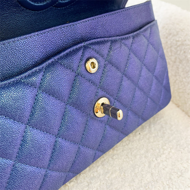 Chanel Small Classic Flap CF in 19S Iridescent Blue Caviar LGHW