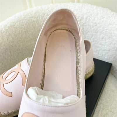 Chanel Espadrilles in 2-tone Pink Leather Sz 37