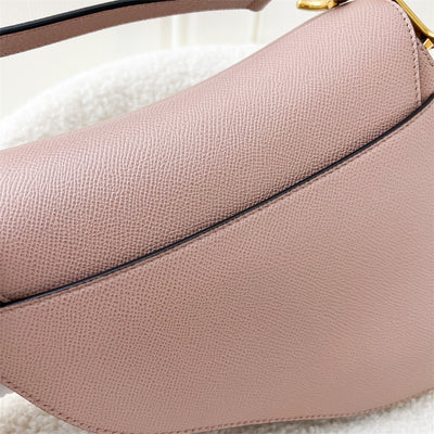 Dior Medium Saddle Bag in Blush Pink Grained Calfskin AGHW