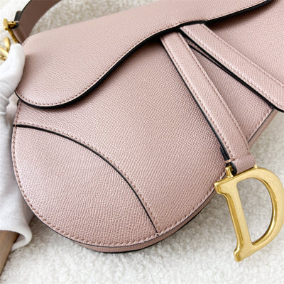 Dior Medium Saddle Bag in Blush Pink Grained Calfskin AGHW