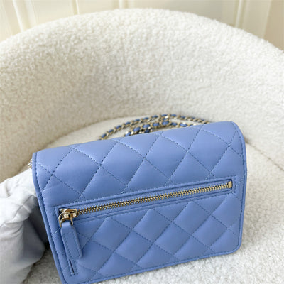 Chanel Mini Wallet on Chain WOC in 21C Periwinkle Blue LGHW
