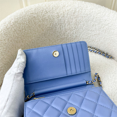 Chanel Mini Wallet on Chain WOC in 21C Periwinkle Blue LGHW