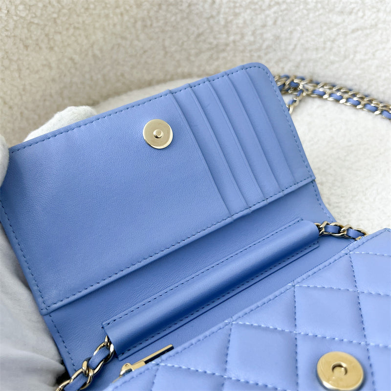 Chanel Mini Wallet on Chain WOC in 21C Periwinkle Blue LGHW