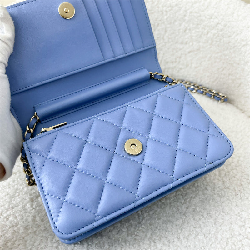 Chanel Mini Wallet on Chain WOC in 21C Periwinkle Blue LGHW