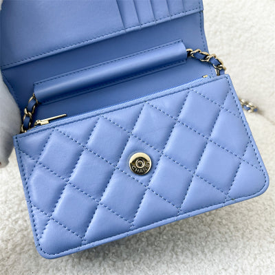 Chanel Mini Wallet on Chain WOC in 21C Periwinkle Blue LGHW