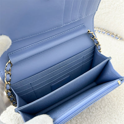 Chanel Mini Wallet on Chain WOC in 21C Periwinkle Blue LGHW