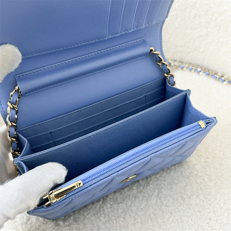 Chanel Mini Wallet on Chain WOC in 21C Periwinkle Blue LGHW