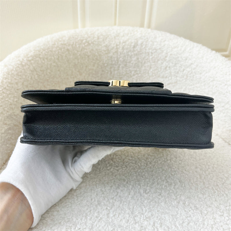 Chanel 22A Wallet on Chain WOC in Black Caviar GHW