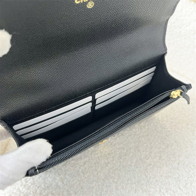 Chanel 22A Wallet on Chain WOC in Black Caviar GHW
