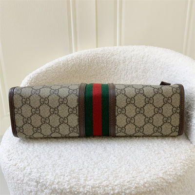 Gucci Ophidia Pouch in GG Supreme Canvas with Brown Leather Trim