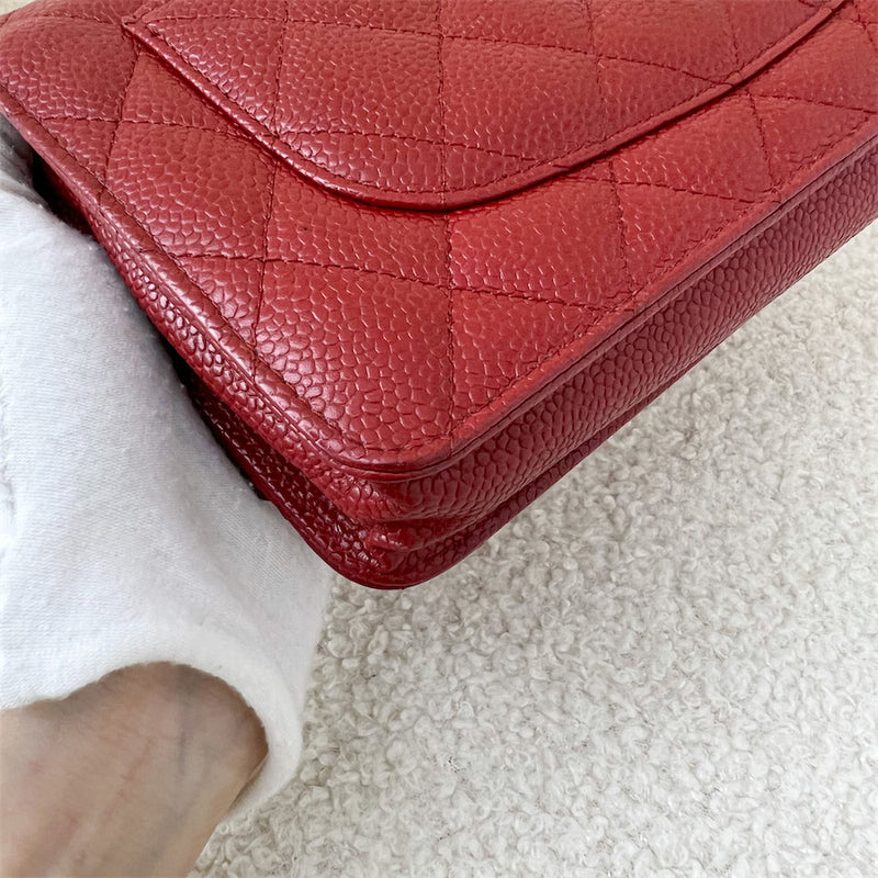 Chanel Classic Wallet on Chain WOC in Red Caviar SHW