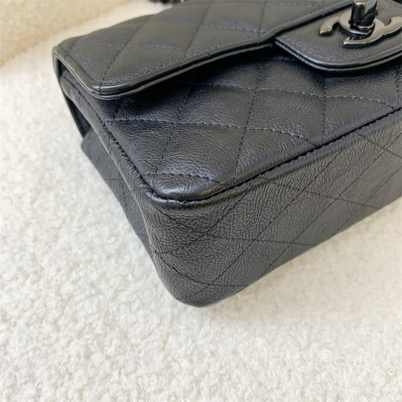 Chanel So Black Mini Rectangle Flap in Black Distressed Calf Leather and Black HW