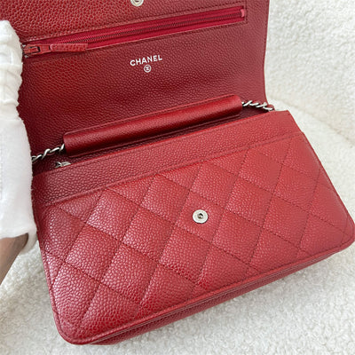 Chanel Classic Wallet on Chain WOC in Red Caviar SHW