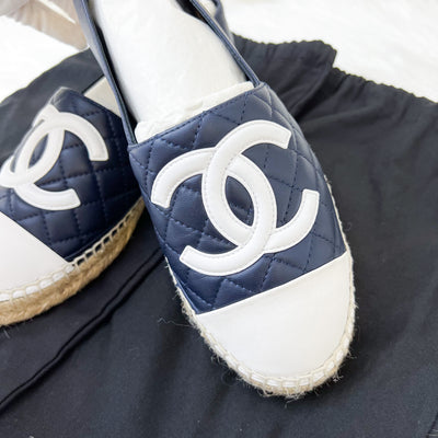 Chanel Espadrilles in Navy and White Lambskin