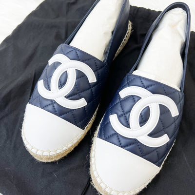 Chanel Espadrilles in Navy and White Lambskin