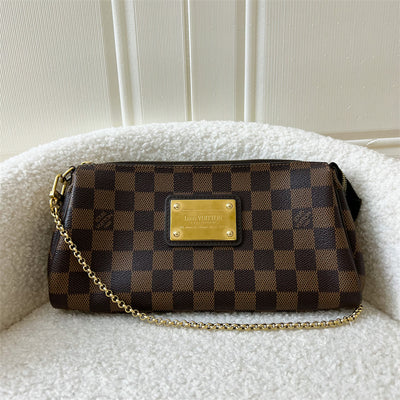 LV Eva Clutch with Chain and Strap in Damier Ebene Canvas GHW