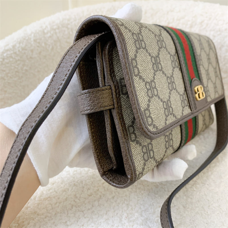 Balenciaga x Gucci Mini Crossbody Bag in GG Supreme Canvas with Brown Leather Trim