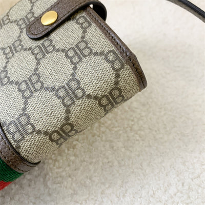Balenciaga x Gucci Mini Crossbody Bag in GG Supreme Canvas with Brown Leather Trim