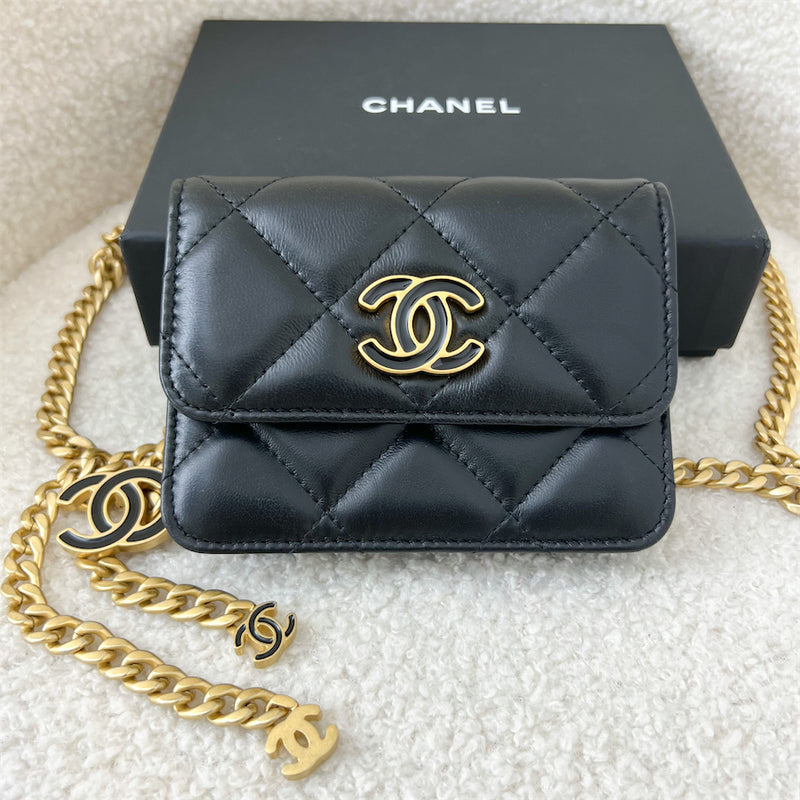 Chanel 22P Pending Belt Clutch on Chain in Black Lambskin AGHW