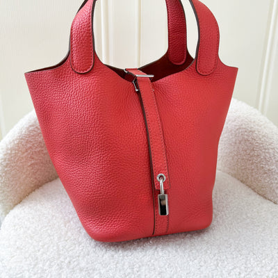 Hermes Picotin 18 in Red (Bougainvillea) Clemence Leather PHW