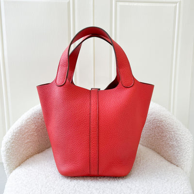Hermes Picotin 18 in Red (Bougainvillea) Clemence Leather PHW