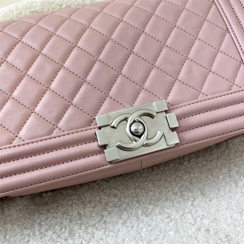 Chanel Medium 25cm Boy Flap in Pink Lambskin Matte SHW