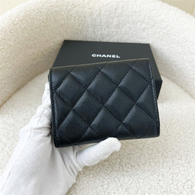 Chanel 23P XL Snap Card Holder in Black Caviar GHW