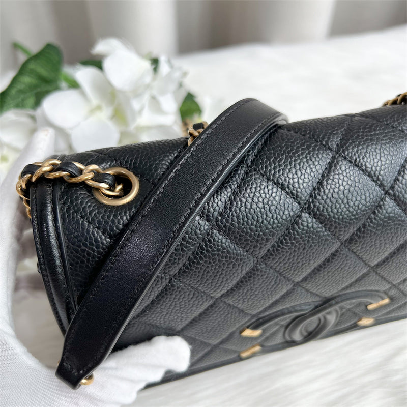 Chanel Small Filigree Flap in Black Caviar AGHW