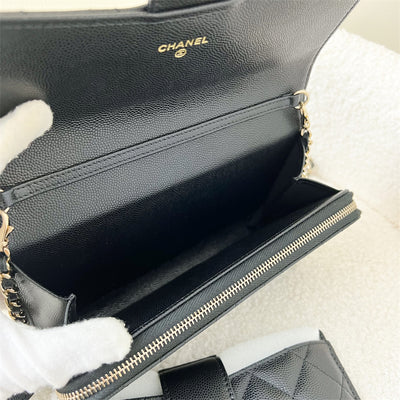 Chanel 21A WOC / Clutch with Chain in Black Caviar LGHW