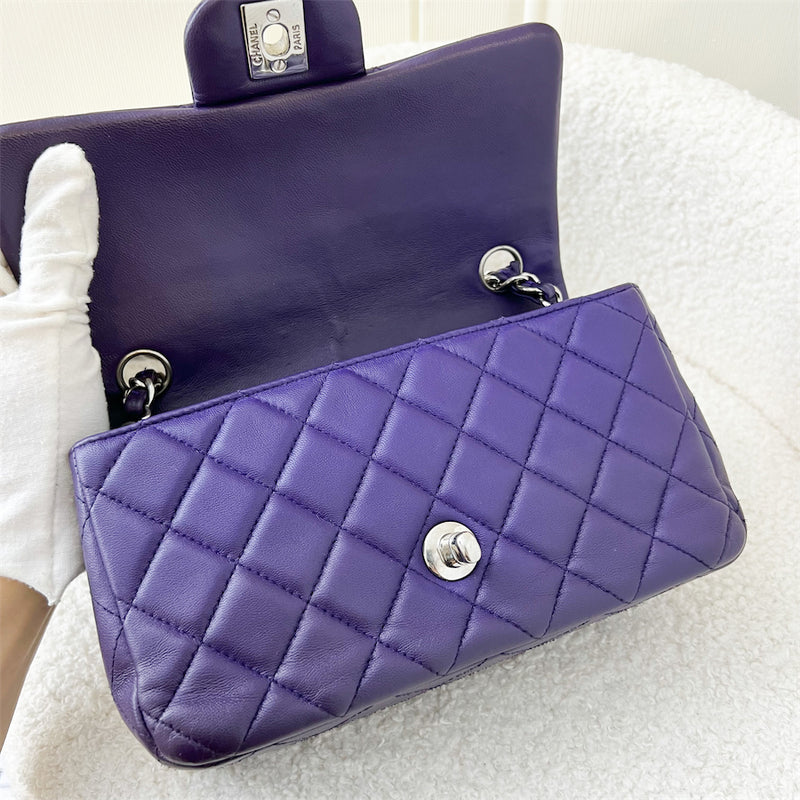 Chanel Mini Rectangle Classic Flap in Purple Lambskin and SHW