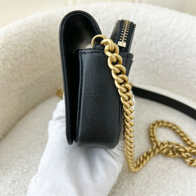 Chanel Boy Phone Holder with Chain in Black Caviar GHW